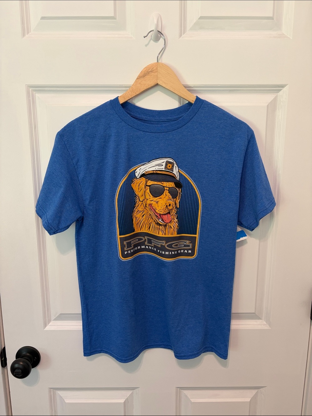 Columbia Blue Short Sleeve Tee with Yellow Graphic